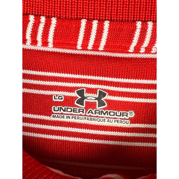 Texas Tech Red Raiders NCAA Under Armour Activewear Striped Polo Shirt Red Large - Picture 6 of 10